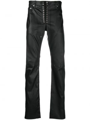 Proste spodnie sznurowane skórzane koronkowe Ludovic De Saint Sernin czarne