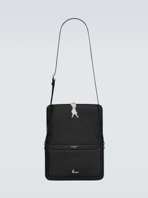Kožna kožna crossbody torbica Saint Laurent crna