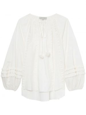 Памучна блуза с волани Lee Mathews бяло