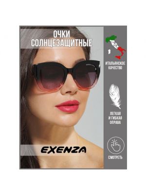 Солнцезащитные очки Exenza, кошачий глаз, оправа: пластик, ударопрочные, зеркальные, поляризационные, с защитой от УФ, градиентные, для женщин розовый