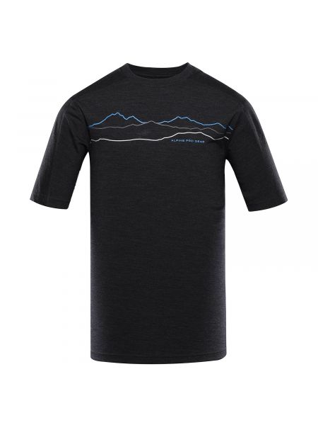 Вълнена тениска от мерино вълна Alpine Pro черно