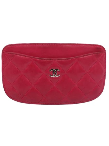 Leder clutch mit taschen Chanel Vintage pink