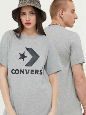 Bombažna majica Converse siva