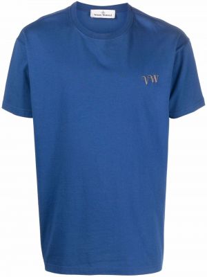 Bavlnené tričko s výšivkou Vivienne Westwood modrá