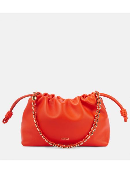 Lær clutch Loewe oransje