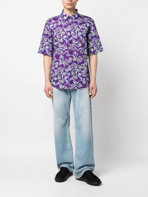 Koszula jeansowa z nadrukiem Versace Jeans Couture fioletowa