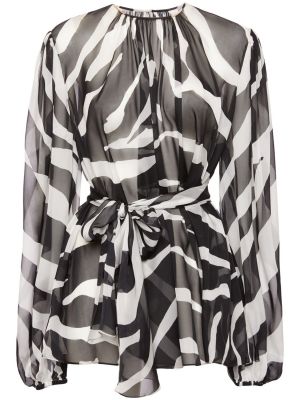 Прозрачна копринена блуза от шифон Dolce & Gabbana черно