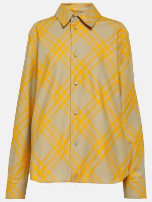 Клетчатая хлопковая рубашка Burberry желтая