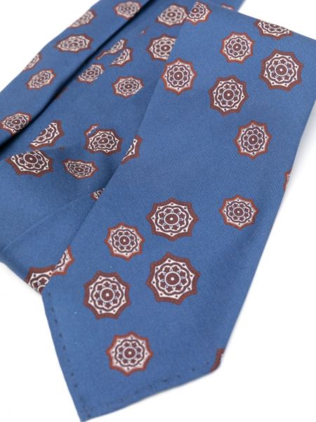Raštuotas šilkinis kaklaraištis su abstrakčiu raštu Lardini mėlyna