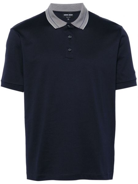 Памучна поло тениска Giorgio Armani синьо