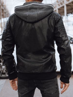 Černá kožená bunda Dstreet