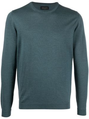 Пуловер от мерино вълна Roberto Collina синьо
