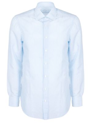 Рубашка в полоску Cesare Attolini голубая