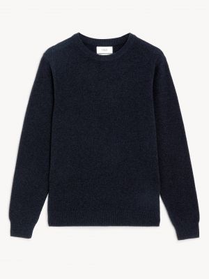 Шерстяной свитер с круглым вырезом Marks & Spencer синий