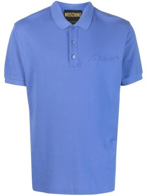 Siuvinėtas polo marškinėliai Moschino mėlyna