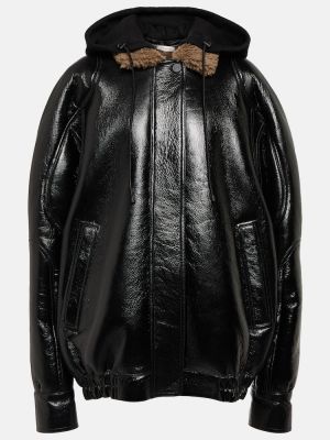 Oversized kožená bunda The Mannei černá