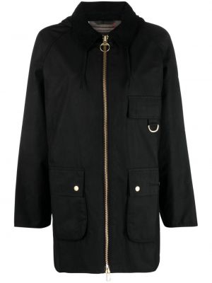 Bavlnená bunda s kapucňou Barbour čierna