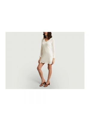 Mini vestido de algodón de punto manga larga See By Chloé blanco
