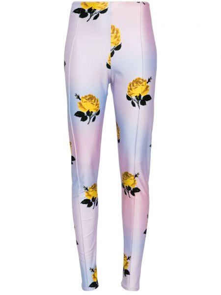 Květinové kalhoty skinny fit s potiskem Meryll Rogge růžové