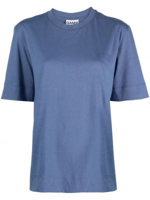 T-krekls ar apdruku ar apaļu kakla izgriezumu Ganni zils