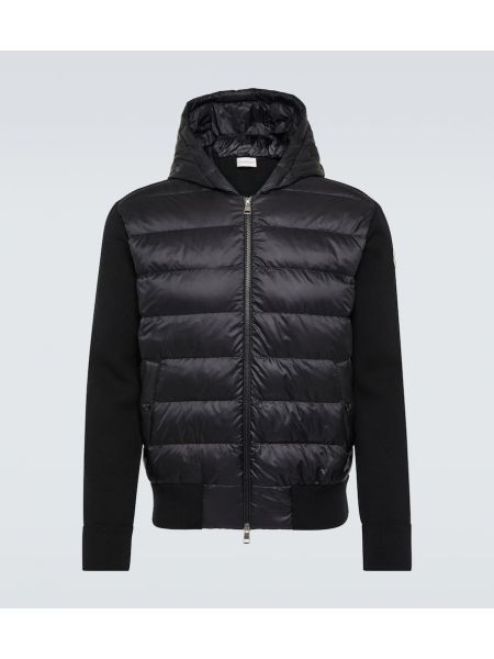 Bluza z kapturem w paski Moncler czarna