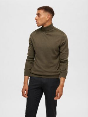 Cardigan col roulé Selected Homme vert