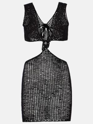 Ριγέ βαμβακερή φόρεμα Anna Kosturova μαύρο
