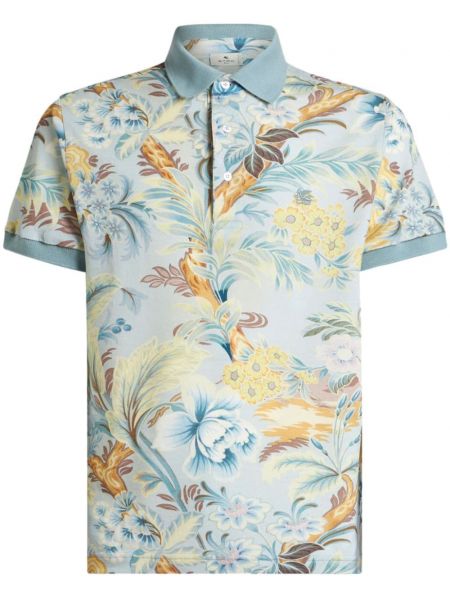 Polo majica s cvjetnim printom s printom Etro plava
