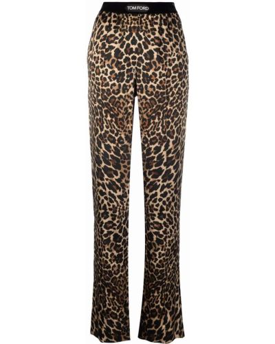 Rovné nohavice s potlačou s leopardím vzorom Tom Ford