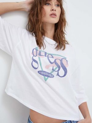 Bavlněné tričko Guess Originals bílé