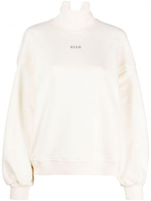 Памучен пуловер с принт Msgm бяло