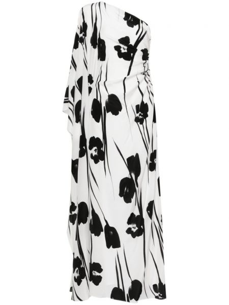 Satenska dolga obleka s cvetličnim vzorcem s potiskom Max Mara