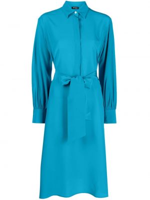 Svilena midi obleka z lokom Kiton modra