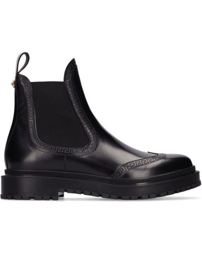 Kožené chelsea boots Versace černé