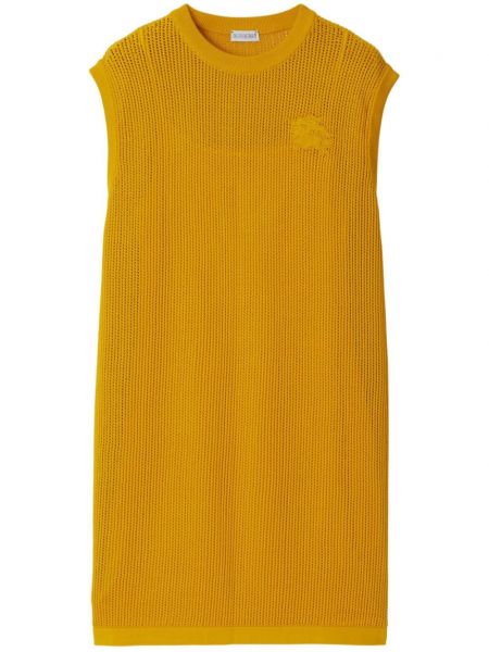Mrežasta haljina s vezom Burberry žuta