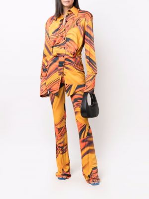 Pantalon à imprimé à motifs abstraits large The Attico orange
