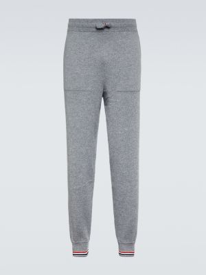 Pruhované kašmírové sportovní kalhoty Thom Browne šedé