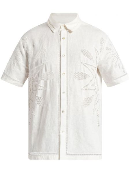 Ленена риза с дантела Farm Rio бяло