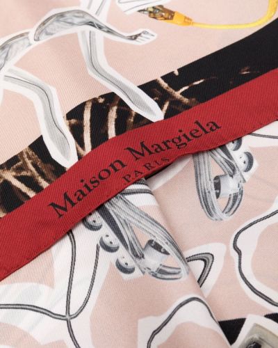 Jedwabna szal z nadrukiem w abstrakcyjne wzory Maison Margiela czerwona