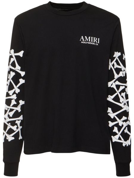 Kokvilnas t-krekls ar garām piedurknēm ar garām piedurknēm Amiri melns