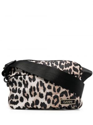 Schultertasche mit print mit leopardenmuster Ganni