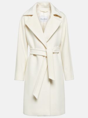 Μάλλινο παλτό κασμίρ Max Mara λευκό