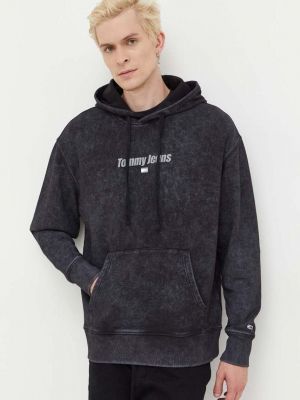 Pamučna hoodie s kapuljačom Tommy Jeans siva