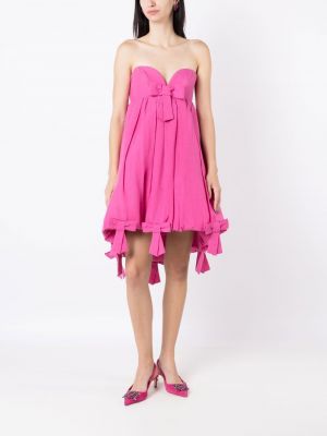 Růžové koktejlové šaty s mašlí Adriana Degreas