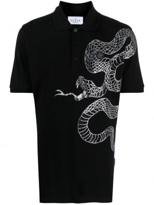 Polo majica s kačjim vzorcem Philipp Plein črna