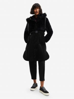 Παλτό χειμωνιάτικο με γούνα Desigual μαύρο