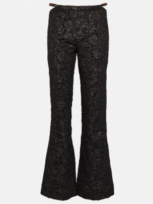 Pantalones rectos de tejido jacquard Ganni negro