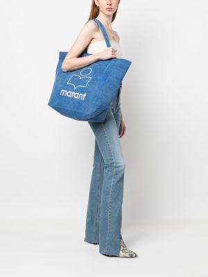 Shopper handtasche mit print Isabel Marant blau
