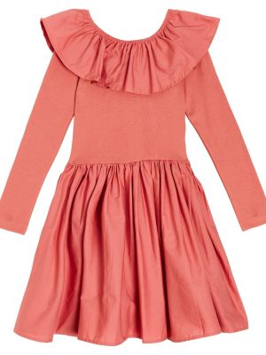 Ruffle bomull dress for jenter Molo rosa