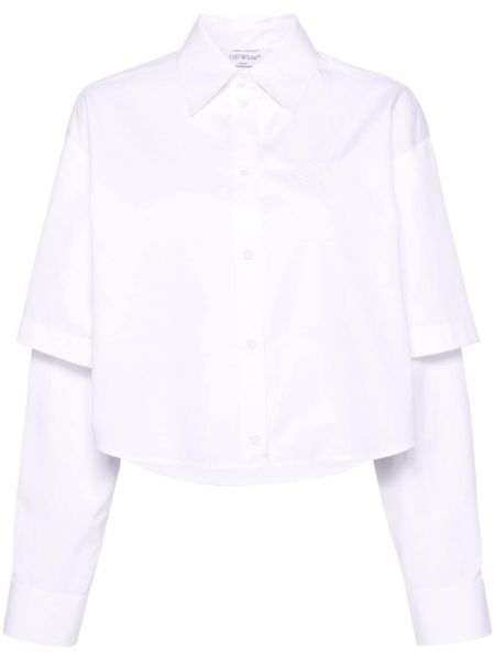 Medvilninė siuvinėta marškiniai Off-white balta